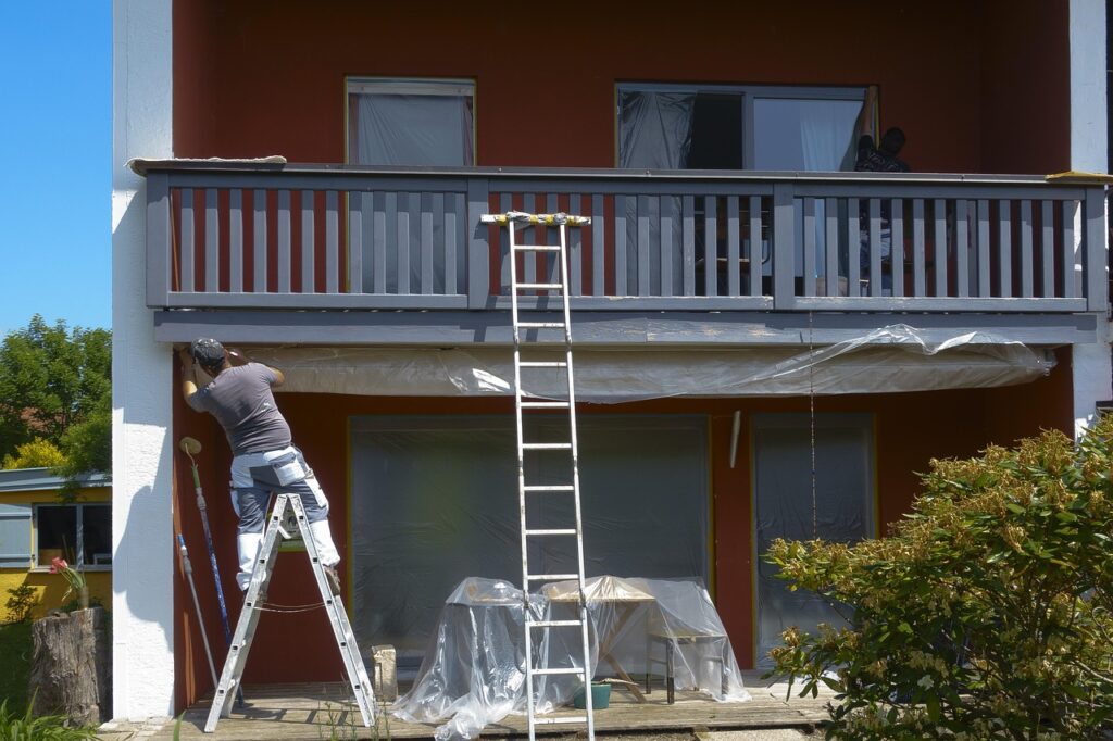 painter, house, foil, covered, ladder, painting, painter, painter, painter, painter, painter, ladder, ladder, ladder, ladder